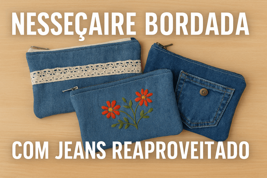 Como reaproveitar jeans velho para criar necessaires bordadas